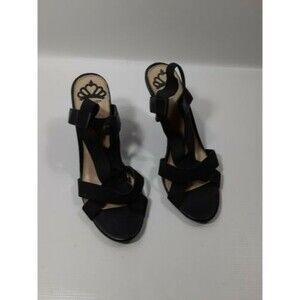 Fergalicious by Fergie Womens Sz 9.5M Black Strappy Heel Open Toe Shoes Sandals